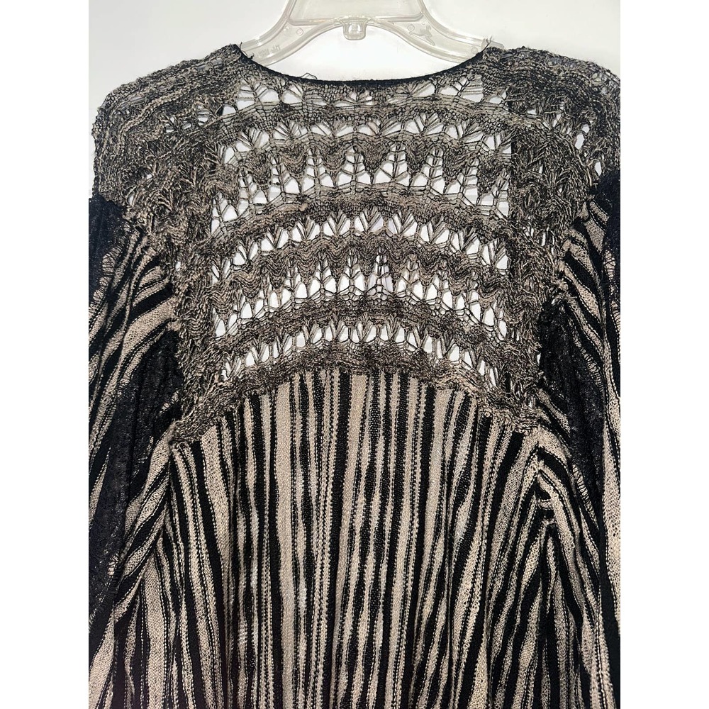 Free People Beautiful Black and Sand colored Fringe Cardigan duster - Picture 6 of 13